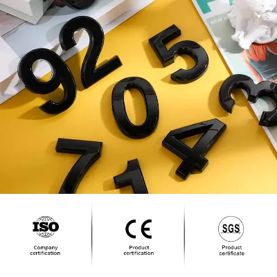 Minimalist House Address 0-9 Self-Adhesive ABS Plastic Metal Hotel Apartment Sign Plate Door Number