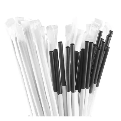 Hot Sale EcoNewLeaf Custom Logo PLA Straws Black Biodegradable Disposable Drinking Straws Colorful and Eco-Friendly