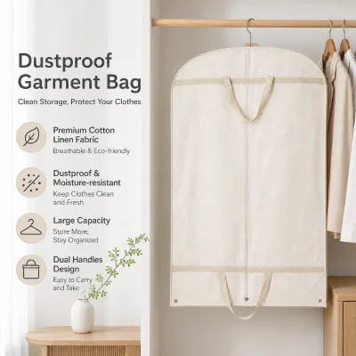 Customized Logo Garment Bag Suit Protector Non Woven Clothes Cover With Zipper Custom Size for Dry Cleaning Bulk