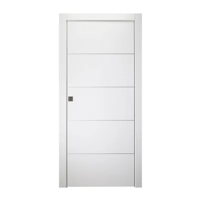 Modern 5-Panel Pre-Hung White Interior Hollow Doors Solid Honeycomb Core Wood with Flush Design for Bathroom Use