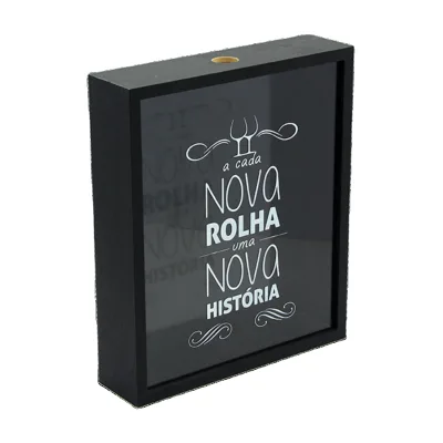 Glass Wine Cork Holder Collector Beer Bottle Lid Holder With Silk Print Shadow Box Display case