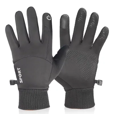 Wholesale Black Winter Warm Full Fingers Waterproof Cycling Outdoor Sports Running Motorcycle Ski Touch Screen Fleece Gloves