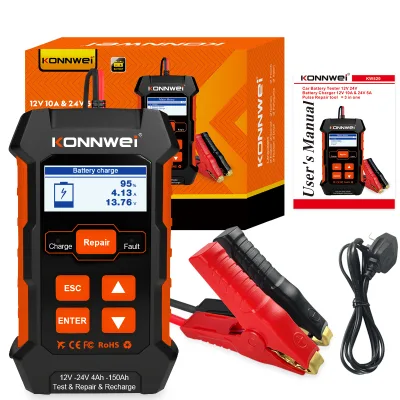 Hot Multilingual Digital KONNWEI KW520 Car Battery Tester Plus 12V10A 24V5A Quick Battery Charger