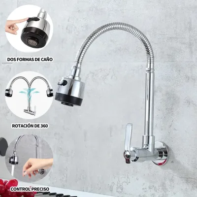 Modern Classic Style 1-Handle Stainless Steel Kitchen Faucet 1-Spout Sprayer with Flexibility & Rotating Ceramic Valve Core