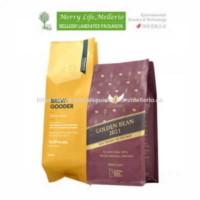 Professional manufacturer high quality customized laminated flat bottom coffee pouch with zipper