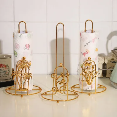 Nordic Style Kitchen Tissue Holder Toilet Paper Napkin Holder Creative Metal Electroplated Oval Tissue Tube Storage Rack