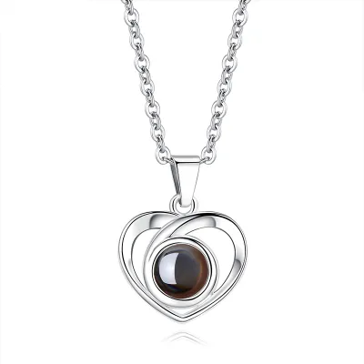 Wholesale Romantic Heart Necklace Plated Custom Photo Anniversary Gift Pendant for Women Jewelry