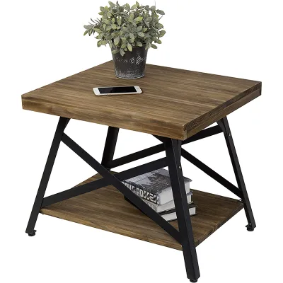 Modern Country Style Double Layer New Wooden Sofa Side Storage Tray
