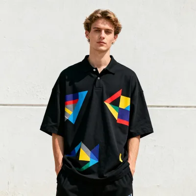 OEM Custom Print High-Quality Street Casual Short Sleeve Loose Oversized Embroidered Polo Shirt Fashionable Men Clothing
