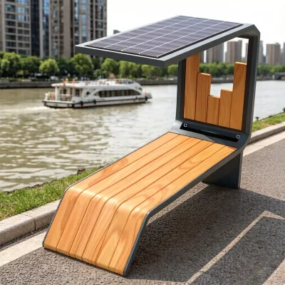 Public Solar Rest Bench Equipped WIFI & Wireless Charging, High Efficiency Monocrystalline Solar Panel, Custom Service Available