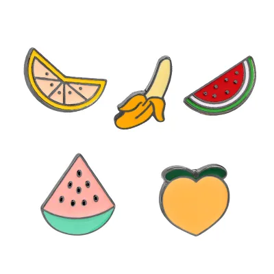 Cartoon Set Brooch Banana Honey Peach Watermelon Orange Fun Fruit Pin Silk Scarf Buckle