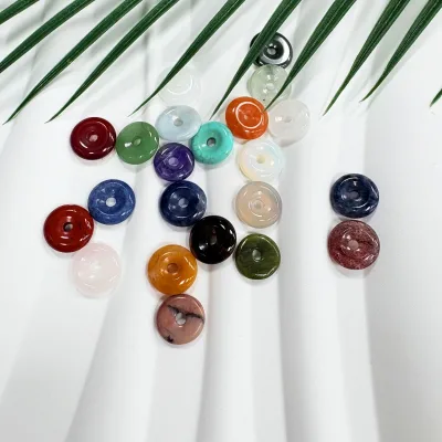 Natural Crystal Stone Round Bead Pendant Natural Craft Gift Polished Gemstone Charm for Women Daily Wear Energy Stone