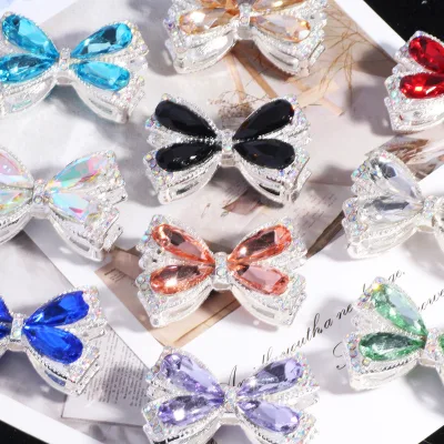 Alloy  Crystal Bowknot Straight-hole Drop Bead String Jewelry for DIY Beadable Pen  Chain, Keychain, Bag  Jewelry Accessories.