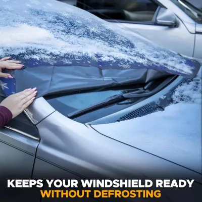 600D Polyester Fabric Luxury Magnetic Front Windshield Shades Four Seasons Use Snow Cover Anti-sun Anti-frost Universal Fit Car
