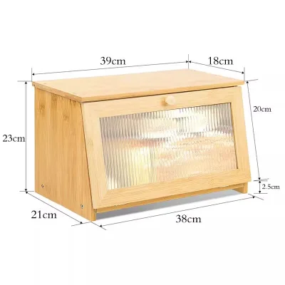 Eco-Friendly Bamboo Food Storage Box with Wooden Design Engraved Lid for Home Kitchen Use-Pastry Fruit Bread Storage