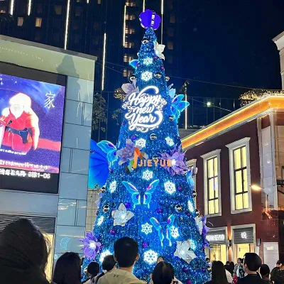 2025 Hot Sales Top Star Customized High Quality PVC Giant Christmas Tree Commercial Standing Base Christmas Tree Ornament