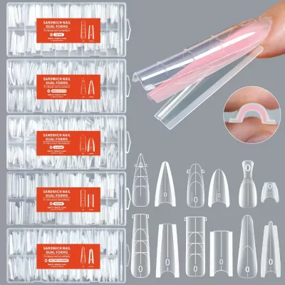Sandwich Style Nail Forms for Quick Extensions No Paper Tray Required Crystal Gel and UV/LED Curing No Base Needed.