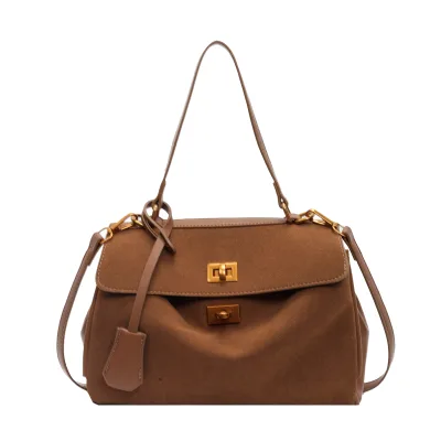 2025 Spring New Fashion Women Two Size Causal Shoulder Tote Bag Suede Handbag