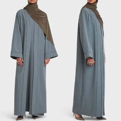 New Trends Women Eid Luxury Dubai Ethnic Islamic Modest Dress Set Winter Vrouwen Kimono Coat Open Muslim Abaya Style for Adults