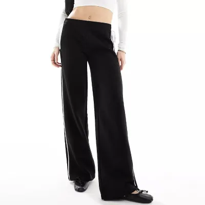 Woman Clothes 2024 Oversize Striped Bow Contrast Track Pants Piping Wide Leg Sweatpants Bulk Women