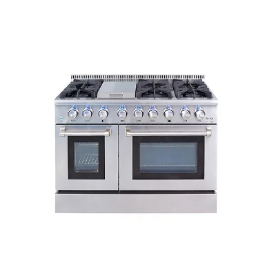 48 Inch Use Gas Standing Range Cook Range with Double Oven Blue Flame Best Flame Gas Stove