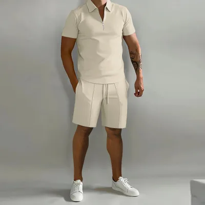 Men's New Summer Short Sleeved Shirt Set Casual Loose Short Sleeved Shorts Two-piece Set for Men