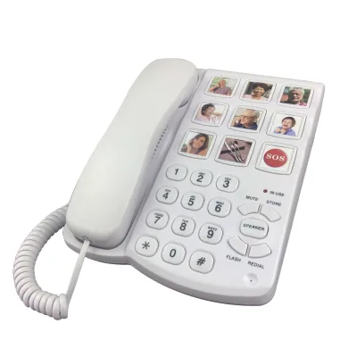 Big Button Antique Telephone for Seniors Corded Landline with Speaker Amplified One Button Touch Picture Phone