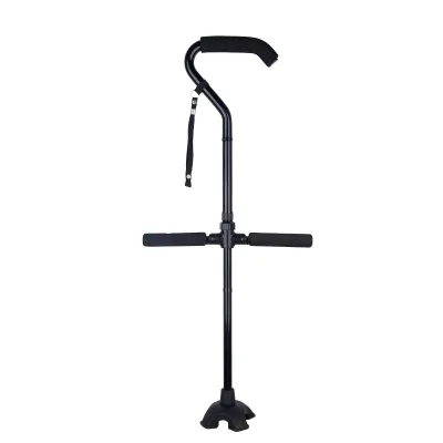 Extra Stability Foldable Aluminum Cane for Seniors Foam Padded Offset Handle-Rehabilitation Therapy Supplies Adjustable Height