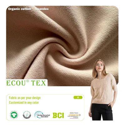 Skin-Friendly Organic Cotton Stretch Slub Fabric Lightweight Comfortable Durable Fabric for Daily Wear Blouses Pants