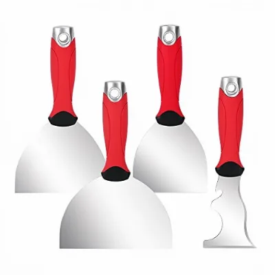 Goldblatt 1-piece Stainless Steel Curved Blades Joint Knife Set 5" Putty Knives 9-in-1 Multi-Tool Painter Scraper Soft Handle