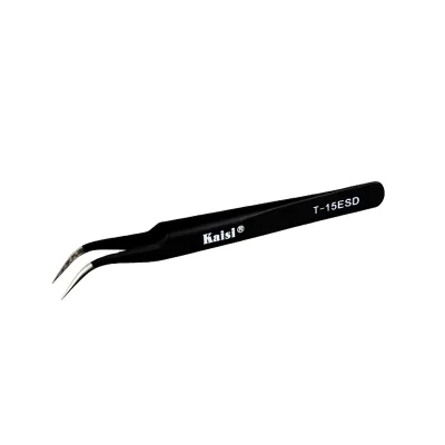 T-15 ESD Safe Precision High Hradness Curved Stainless Steel Pointed Tweezers