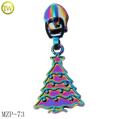 Wholesale Personalized Christmas Ornaments Pulls Designer #5 Nylon Slider Metal Zip Charm for Sling Bags