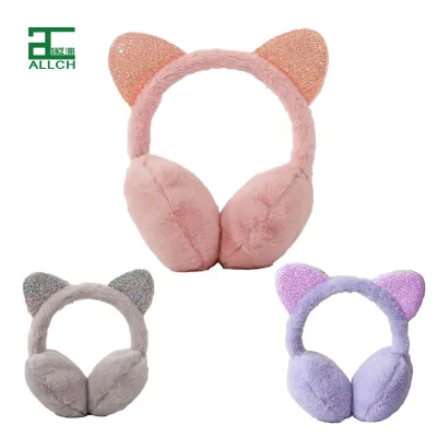 ALLCH Warm Earmuffs Sequined Cat Ears Foldable Cute