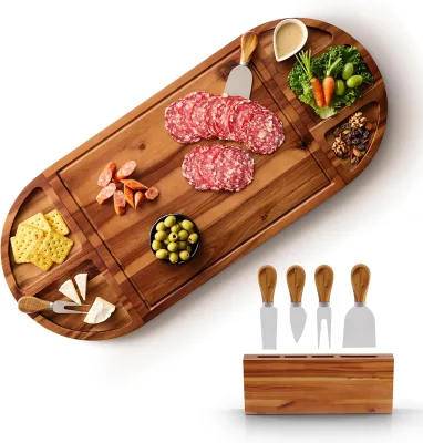 Large Charcuterie Board Magnetic Cheese Boards Wooden Extra Large Charcuterie Serving Platter Acacia Wood Serving Board