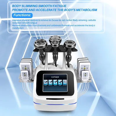 5 in 1 Body Slimming Abdominal Massager 40K 50Khz Fat Blasting Ultra Vacuum Face Lifting Device 8 Lipo Pads