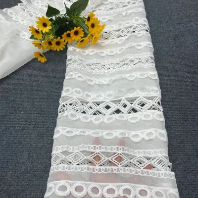3A Grade Brocade Polyester Fabric Tulle Embroidery Shifon Openwork Lace Fabric for Shirts