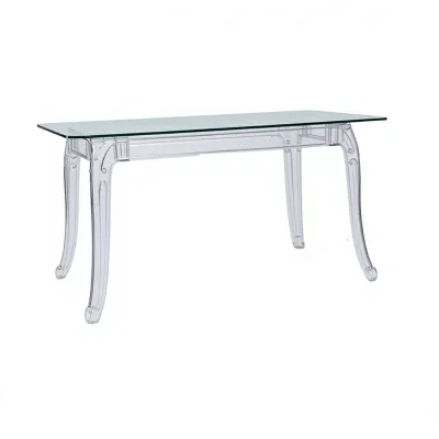 Nordic Designer Transparent Acrylic Tempered Glass Dining Table Square Table Modern Minimalist Light-Luxury for Milk Tea Shops