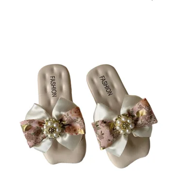 Hot Cute New Style Breathable Bow Anti Slip Children's Slippers Summer Soft Bottom Girls Kids Slide
