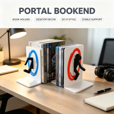 Custom Decorative PLA Bookends Holder Creativity Black Book Ends Shelves Portal Bookend Creative Figure Book Holder