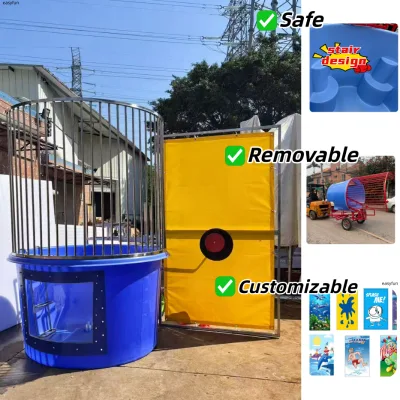 Economic Safe Fun Indoor Games CE Certified dunk tank Back Drop with Plastic Water Bucket for Indoor Amusement Park
