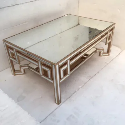 European Style Gold Color Antique Palace Style Mirror Coffee Table Set Living Room Furniture