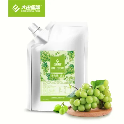 1kg Halal Bubble Tea Fruit Syrup Concentrated Green Grape Juice Beverage Liquid High Fruit Juice Syrup Bottle Packaging Caramel