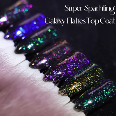 2025 New Arrivals Galaxy Flakes Aurora Top Coat Gel Chameleon Sparking Opal Glitter Top Gel Nail Polish Free Sample