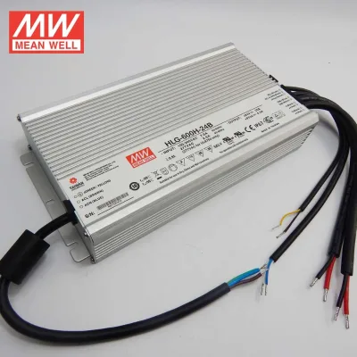 Mean Well HLG-600H-24B 25A 24V Single AC-DC Dimming LED Driver 600W 95% Efficiency 50/60Hz Waterproof LED Bay Grow Street Light