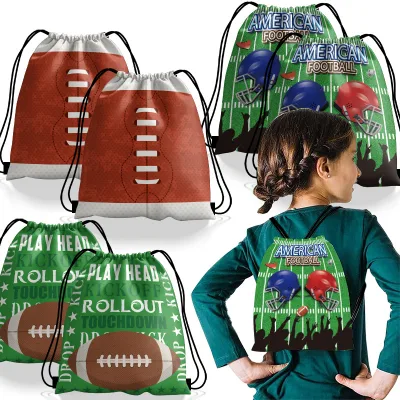 Portable Sports Goodie American Football Backpack Rugby Ball Drawstring Bag
