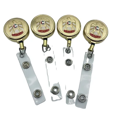 Wholesales Gold Rotatable Metal Badge Reel Government Events Badge Holder Enamel logo