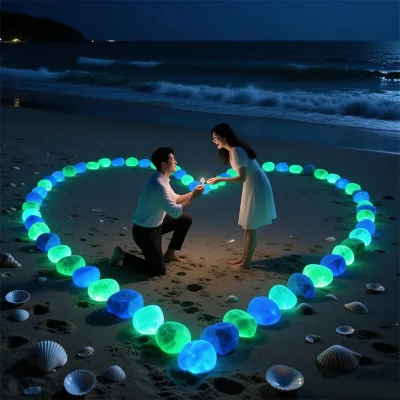 Custom Logo Fluorescent Stones Hotel Entrance Iconic Light Art Landmark