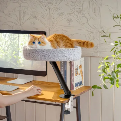 USMILEPET Wholesale Products Wood Suspended Desktop cat Pet Bed Climbing Frame Desk Scratcher Nest for Office Use