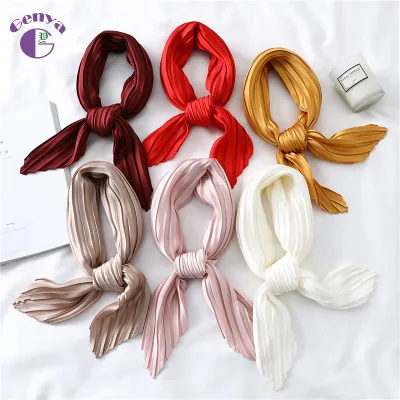Genya Custom Multi-color Women Fashion Spring Square Satin Silk Scarf for Girls Wholesale