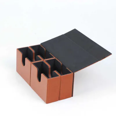Board flip deck box for custom trading card collection box